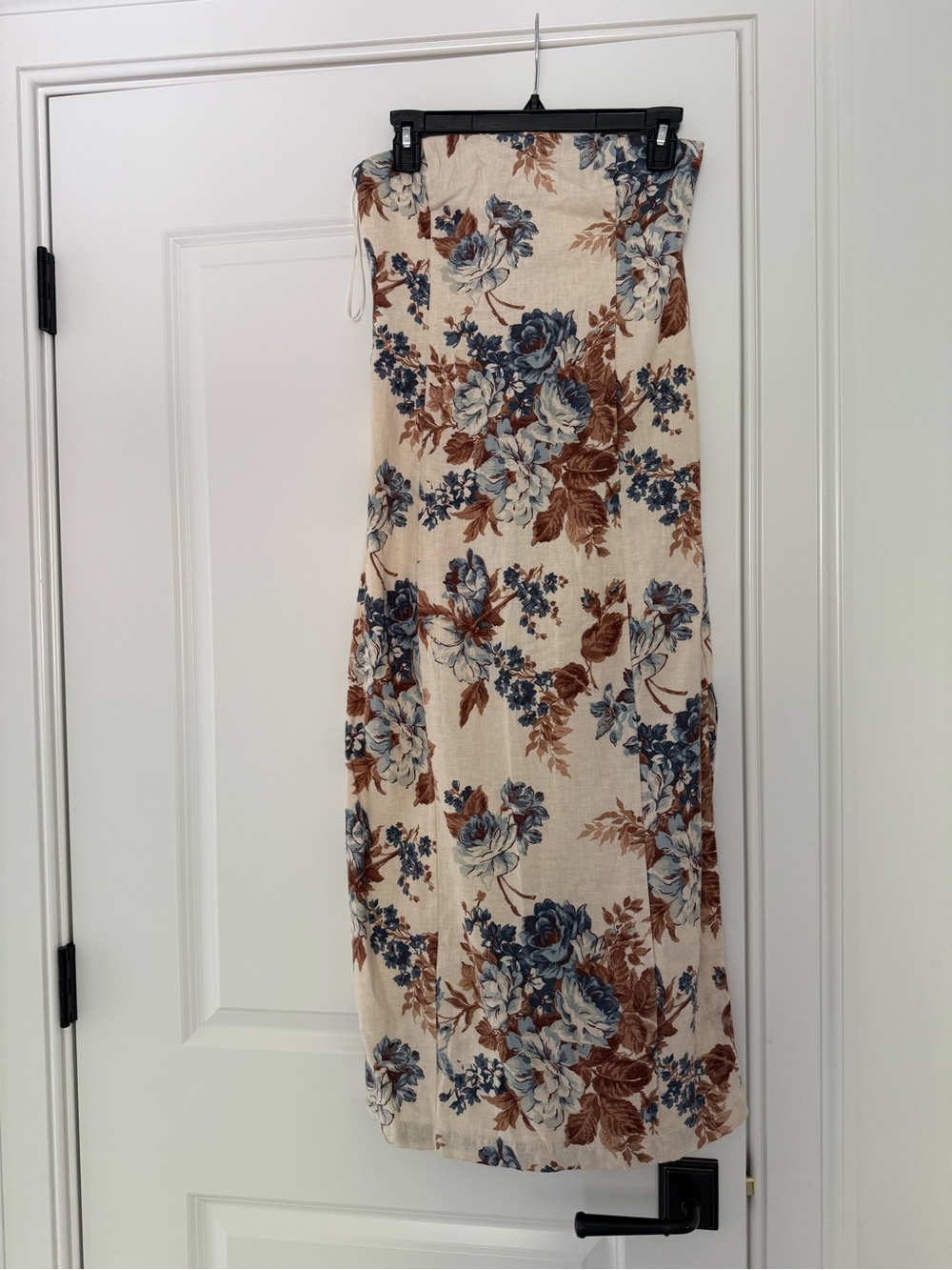 Abercrombie & Fitch Cream Midi Dress with Blue and Brown Floral Print